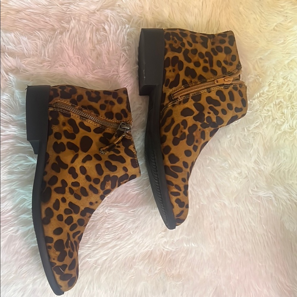 Time and Tru Leopard Print Ankle Boots in Brown and Black